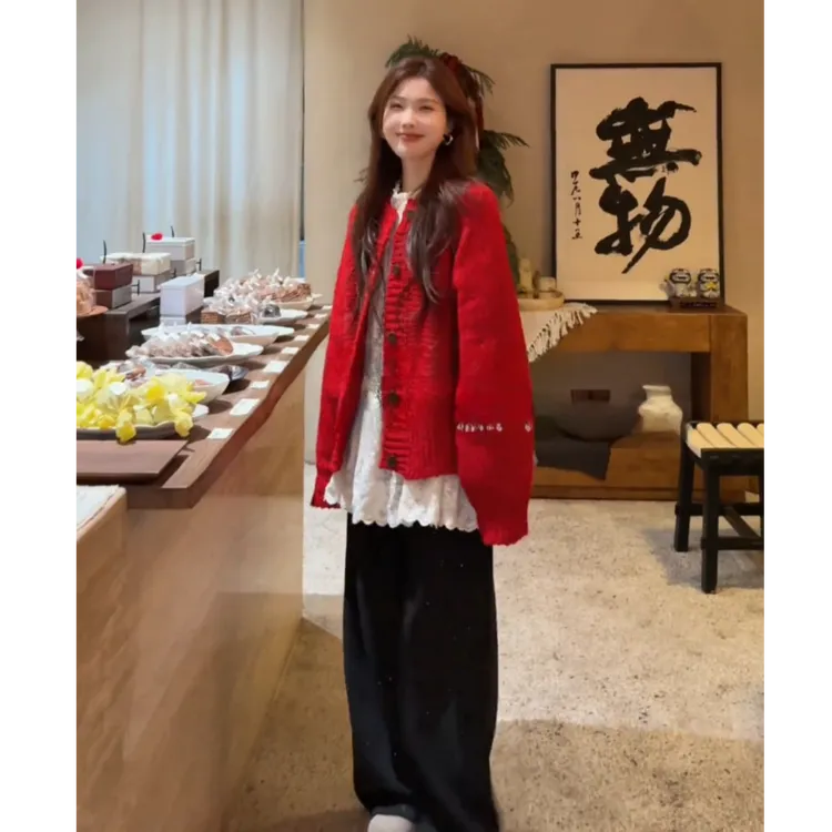 流行一整套2026春季新款时尚宽松洋气休闲上衣开衫裤子三件套