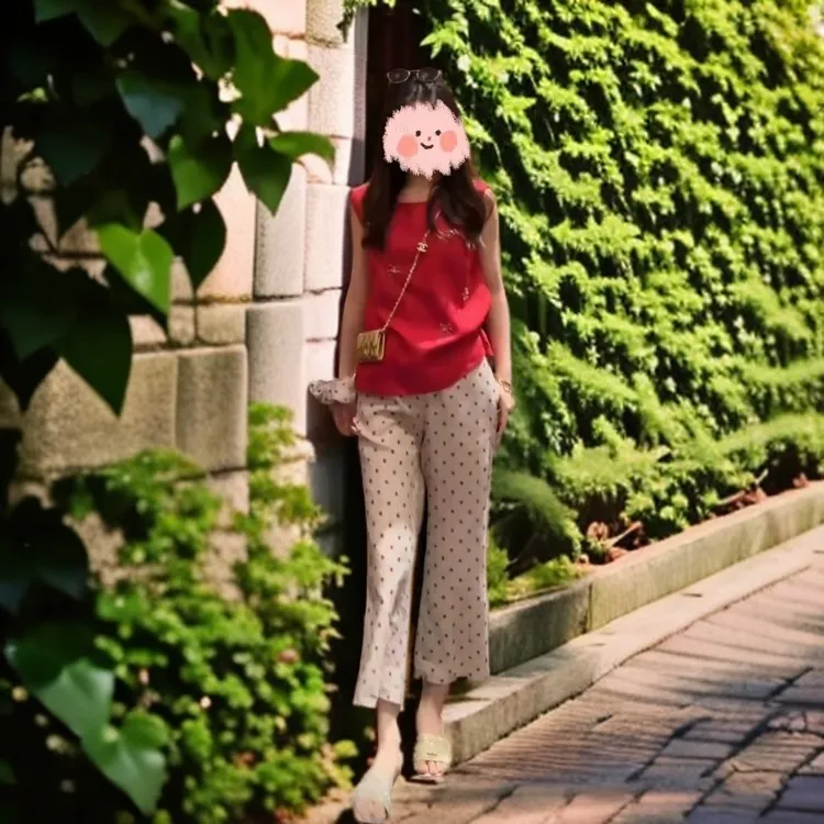 洋气减龄穿搭一整套设计感时尚无袖马甲上衣+波点气质百搭休闲裤