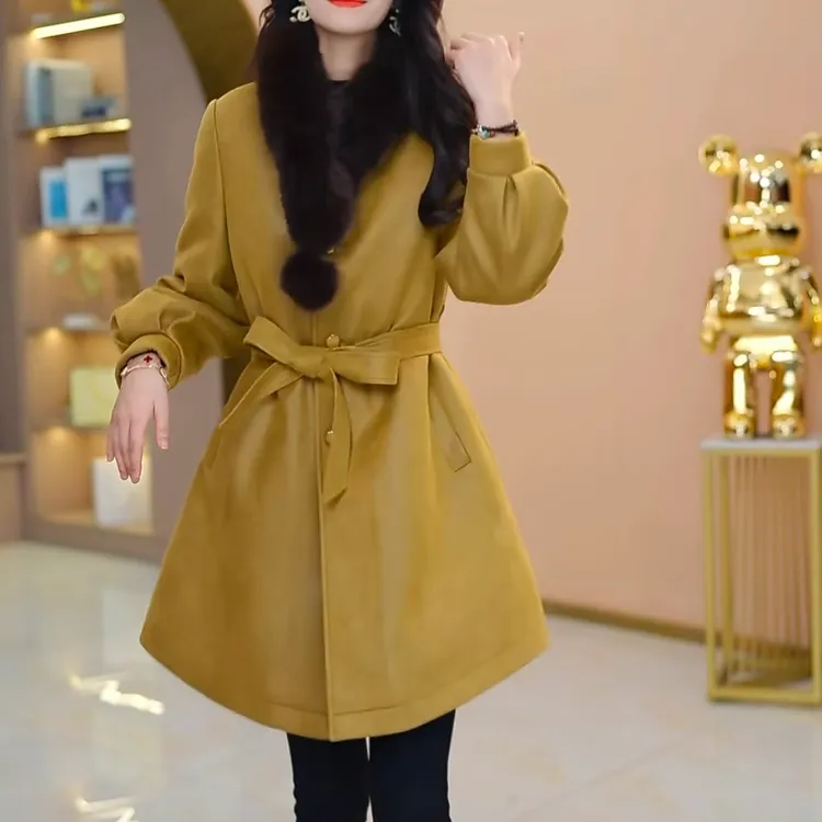 蔓琳【加绒加厚】优雅气质时尚大气减龄收腰显瘦外套M-4XL-29331