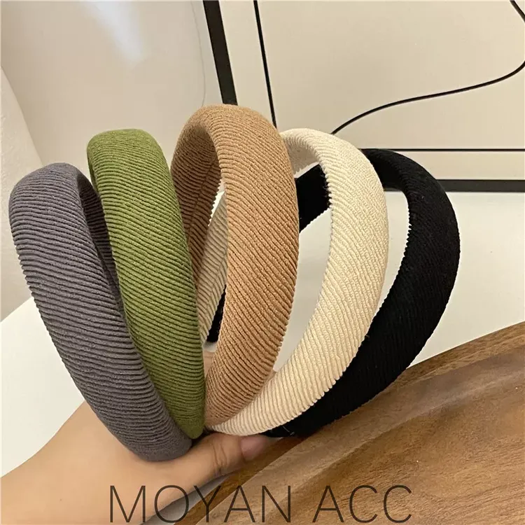 韩版秋冬斜纹针织发箍女纯色显白网红甜美宽边高颅顶头箍气质发卡