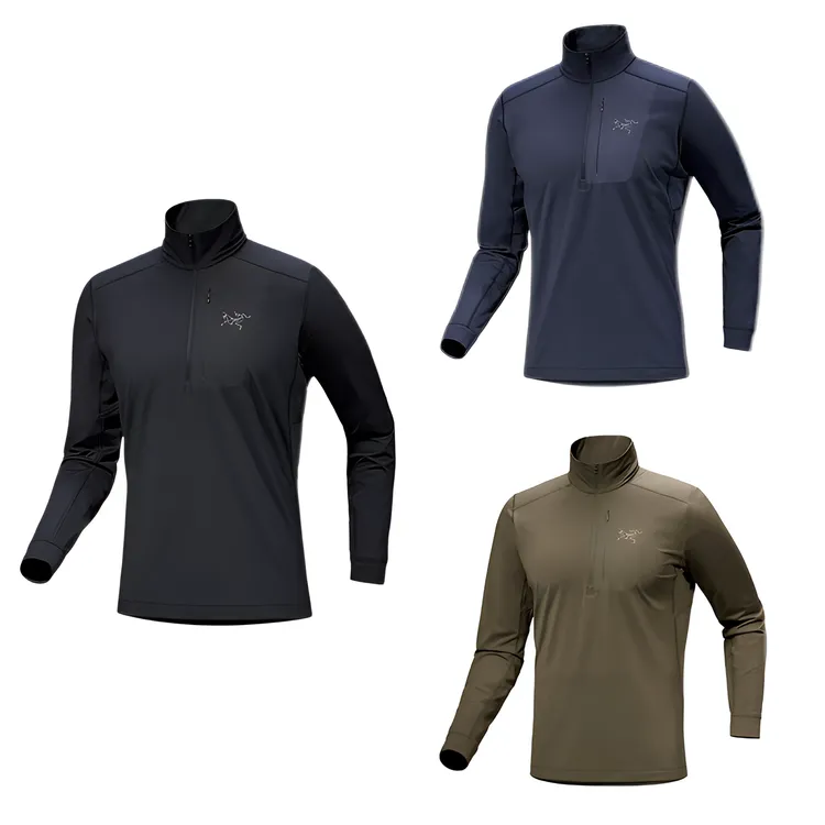 ARC'TERYX/始祖鸟 Rho LT Zip 纯色 抓绒半拉链长袖卫衣 T恤 男款