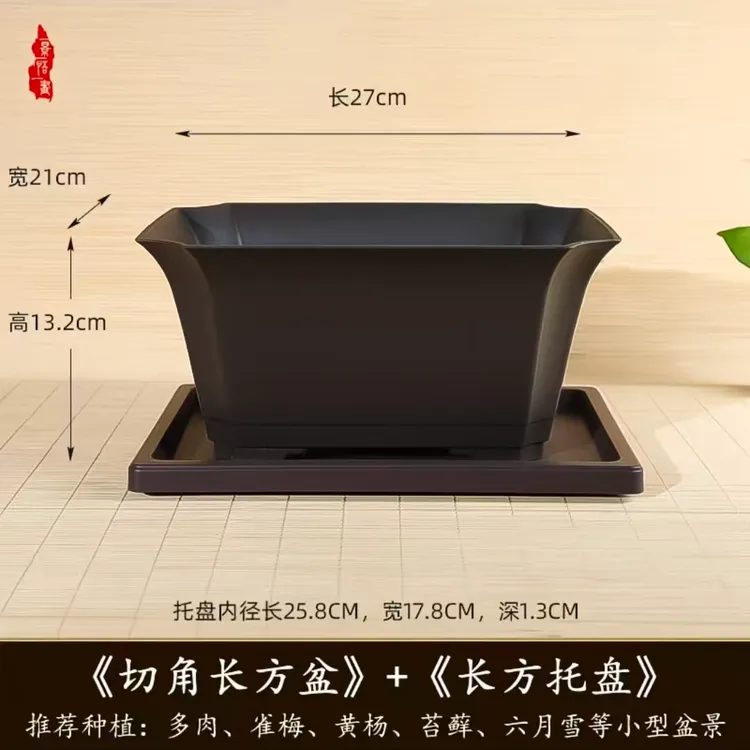 长方形花盆树脂材质多肉金枝玉叶花盆栽榕树盆景小中号长条塑料盆