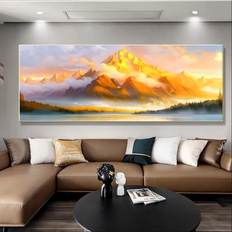 新中式金山装饰墙贴画卧室床头背景画客厅酒店装饰画