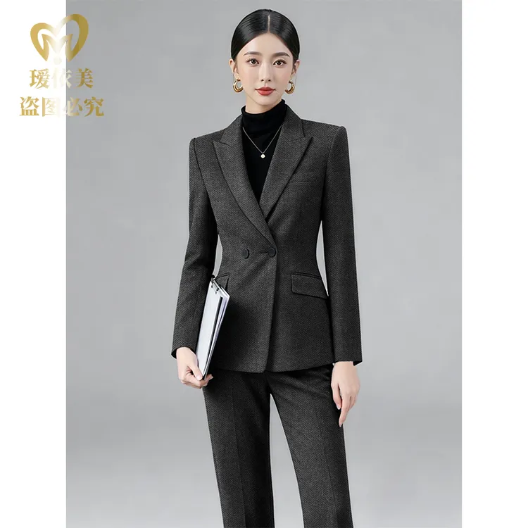 高端绵羊毛加厚西装外套女士休闲时尚职业套装冬装新款网红爆款