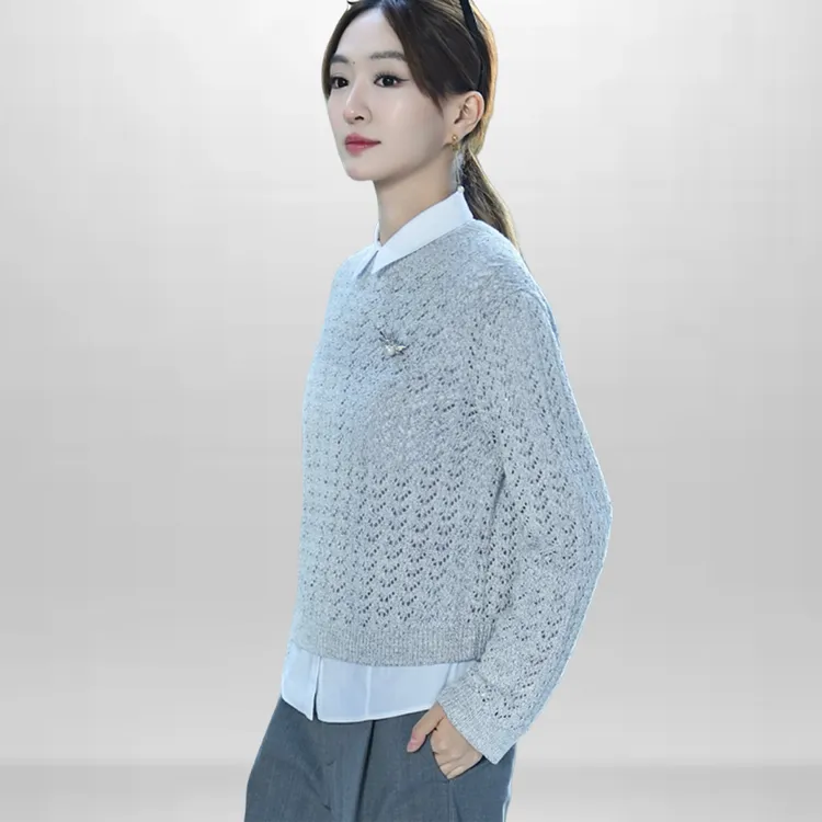 AMASS/阿玛施【新款】灰色质感镂空针织衫5399693