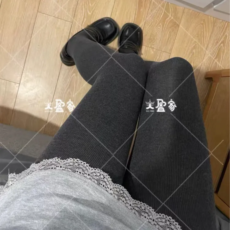 “Daying”2226加绒加厚浮力必拍高腰大码两穿螺纹打底裤
