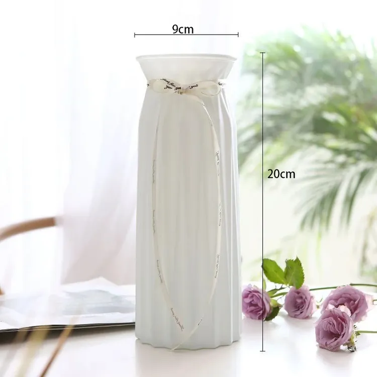 【买一送一到手2个花瓶】简约仿陶瓷白色折纸塑料花瓶