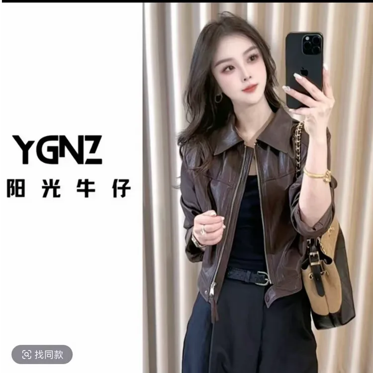 休闲短款百搭显瘦皮衣女2025秋季韩系气质小个子PU皮夹克外套