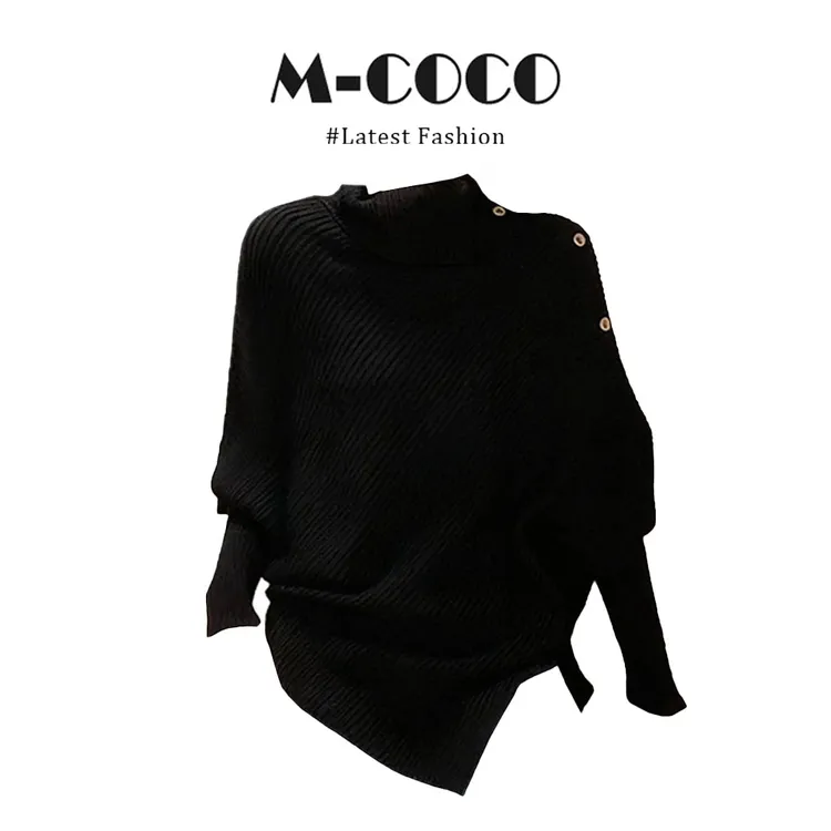 MARIE.COCO法式复古高领不规则毛衣高秋冬慵懒设计感套头软糯毛衣