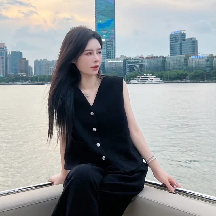 宿慕 SUMU 女款马甲+阔腿裤 8-16 秋季2024新款时尚百搭套装6818