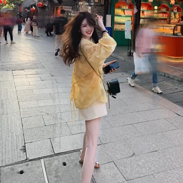 大码女装夏装新款2025时尚甜美宽松设计感娃娃衫上衣夏季显瘦短裤