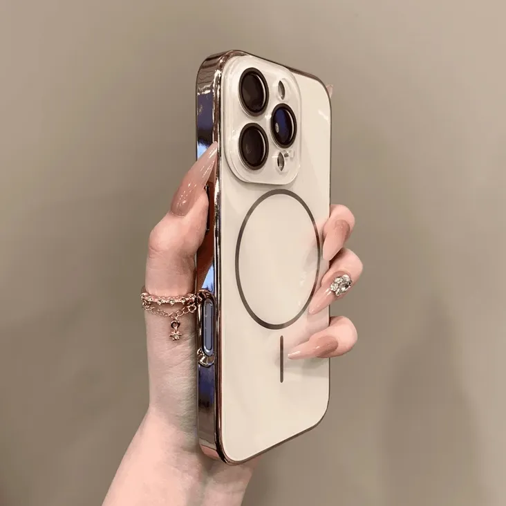 冰感钢化玻璃壳适用苹果16promax手机壳iPhone15自带镜头膜17磁吸