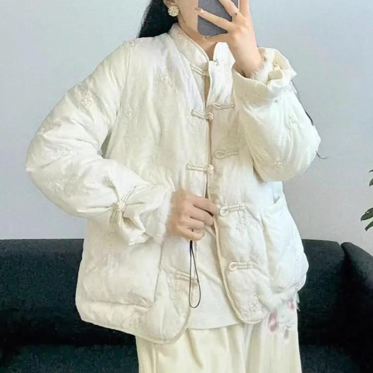 【桃漫~夹棉】新中式刺绣棉服冬季复古盘扣设计盘扣外套546-3