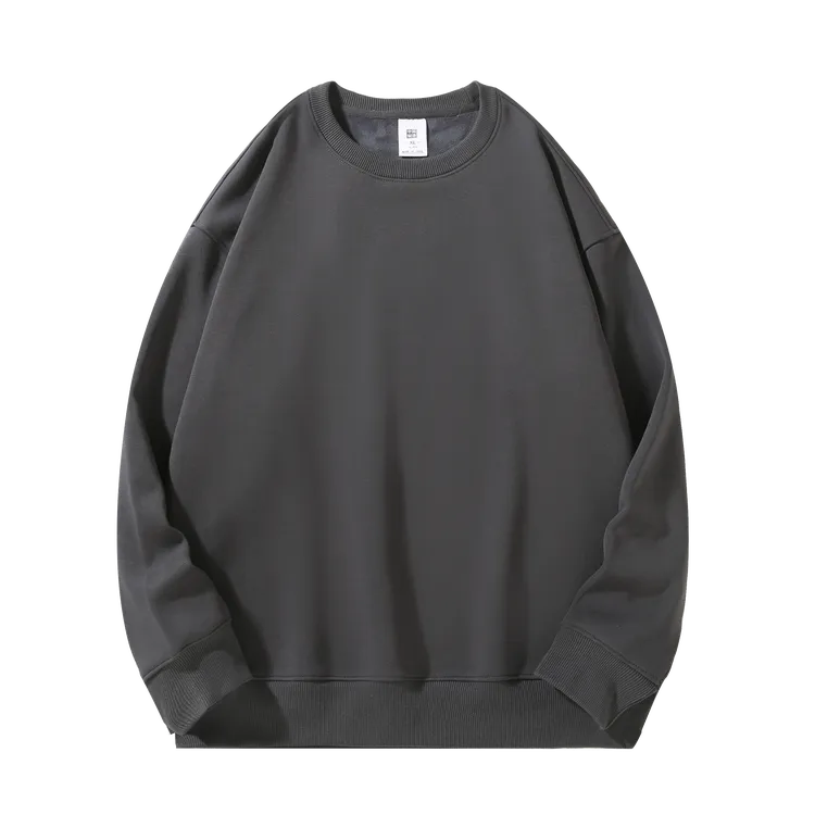 大白鲨华棉绒圆领纯色男女同款男士春秋长袖休闲百搭宽松套头秋季