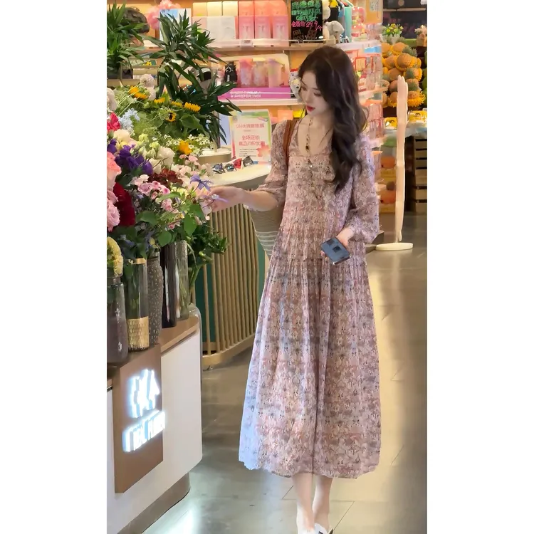 Linda姐高端线【欧若风】夏季新款慵懒气质法式连衣裙AS5LYH0637