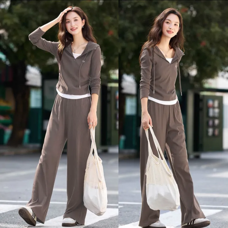 蕊柏斯新款套装休闲时尚减龄运动两件套假两件上衣+裤子1008