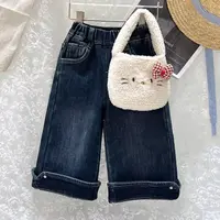 女宝冬季加绒牛仔裤送包包