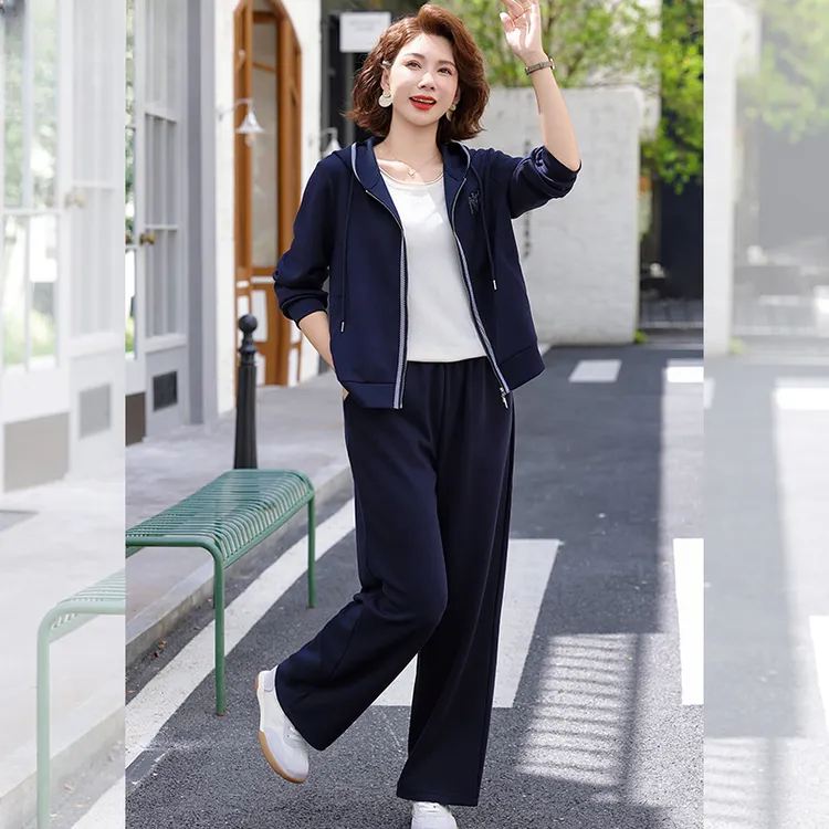 妈妈秋装运动套装2025新款50多岁中老年外套女春秋休闲裤子两件套
