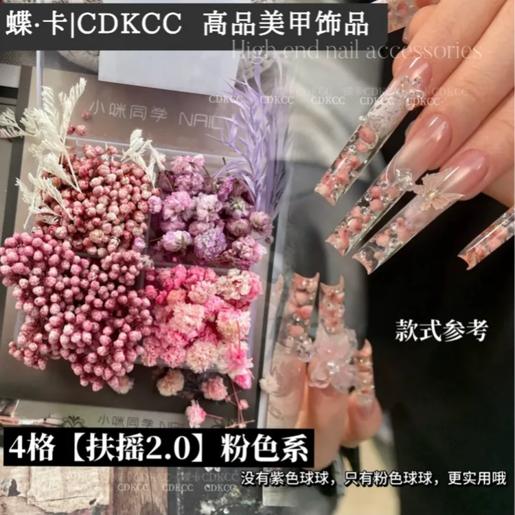 DK蝶卡小咪老师干花永生花美甲饰品素材花材指甲装饰DIY