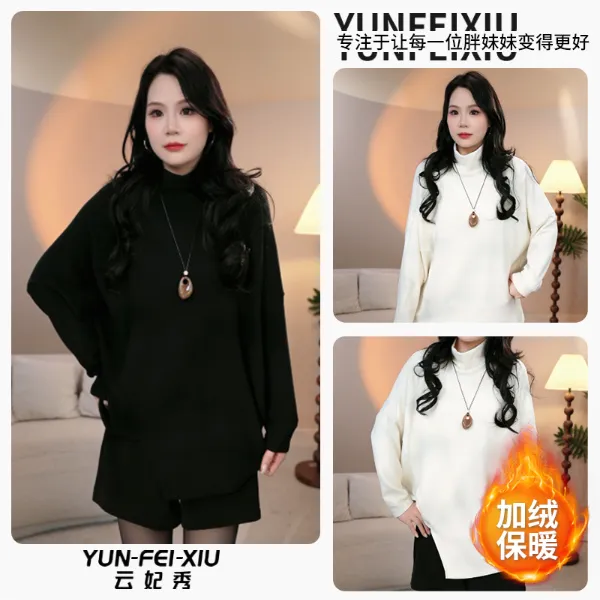 云妃秀大码女装T恤双面绒时尚休闲胖妹妹显瘦宽松减龄气质冬68788