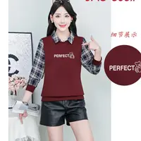 秋季新款长袖时尚休闲拼接假两件显瘦卫衣上衣832#