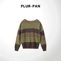 PLUR·PAN百搭条纹拼色针织衫