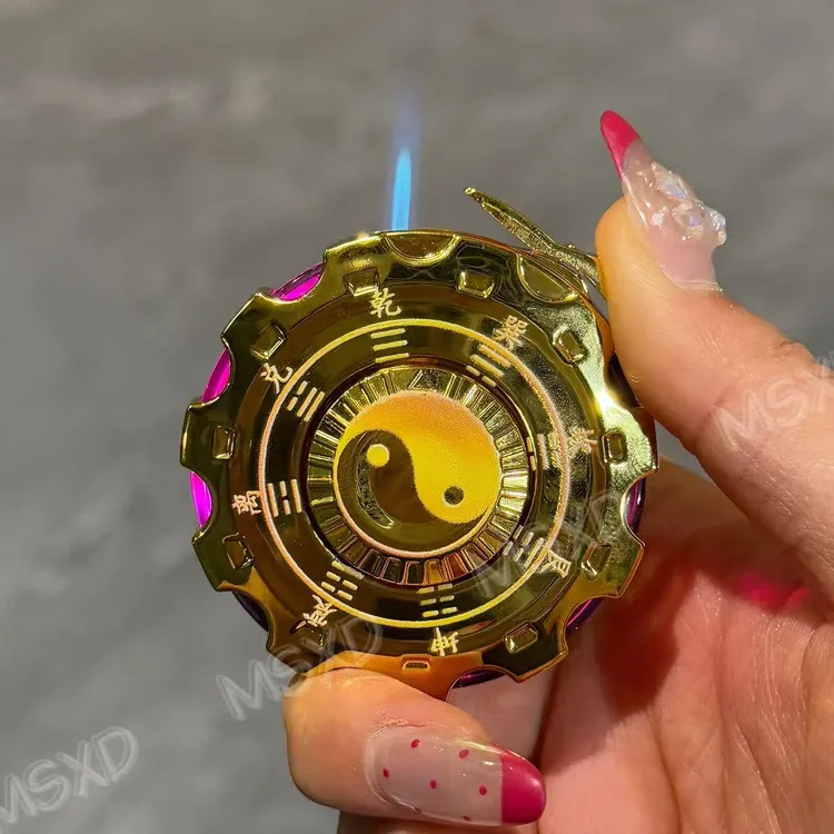 网红创意指尖陀螺防风打火机七彩闪光发光潮玩麻将炫酷高档送男友