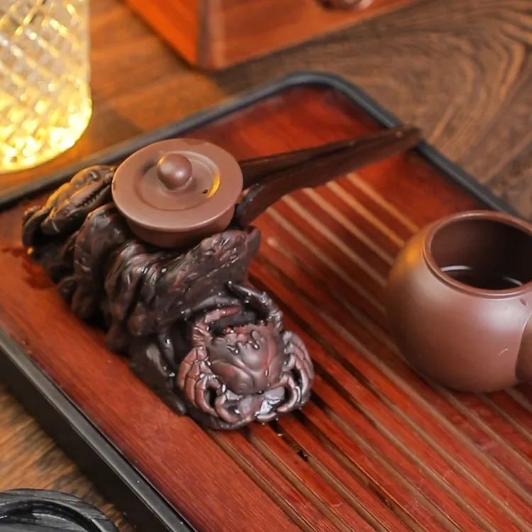 紫陶茶漏底座茶宠陶瓷盖置家用泡茶茶夹托创意茶宠功夫茶具配件