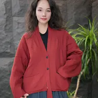 JJ女简约通勤简约开襟纯色短外套冬季秋冬韩版复古宽松