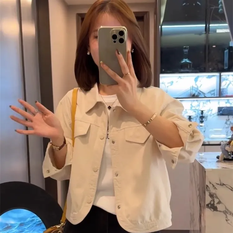 小个子休闲薄款牛仔短款外套女2025春装新款宽松显瘦夹克开衫上衣