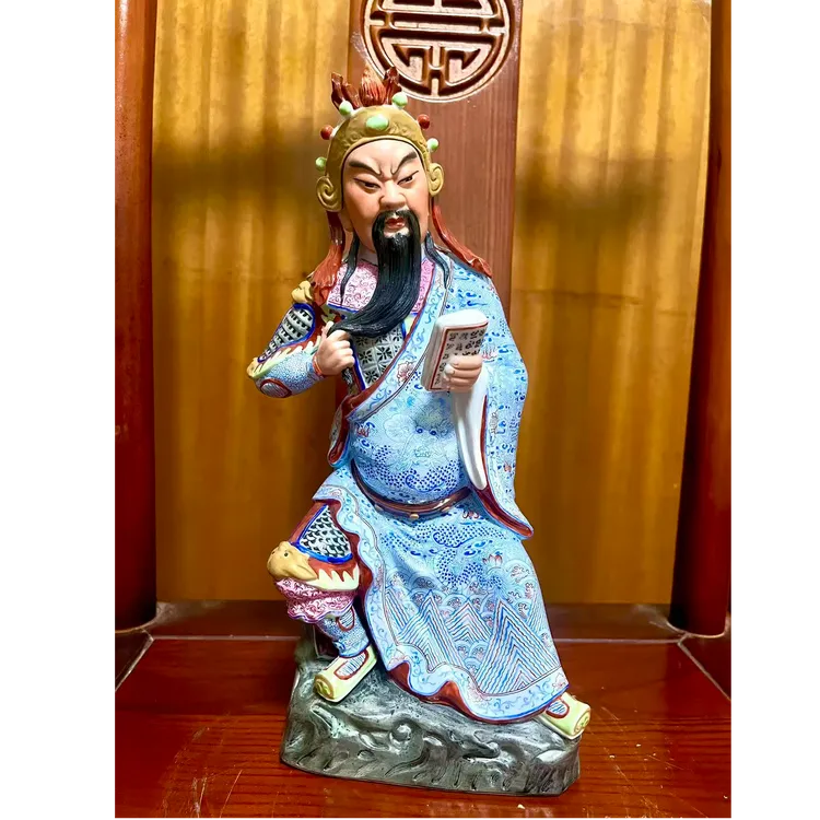 武财神关羽景德镇雕塑瓷坐像关公关二爷中式关帝圣君吉祥纳福摆件