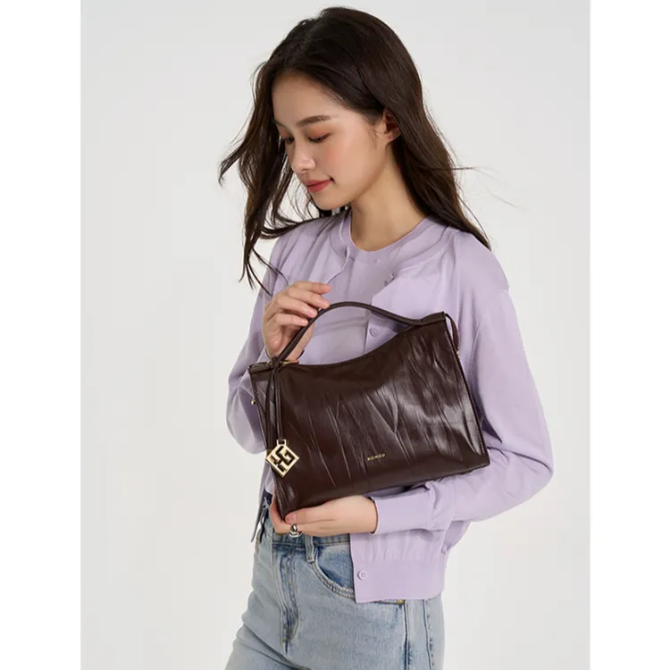 HONGU/红谷女包高级感手拎单肩包简约风真皮斜挎包通勤百搭小众