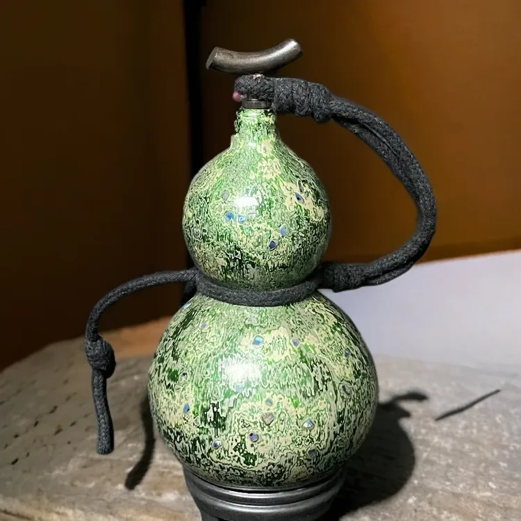 四娃绿7兄弟葫芦非遗工艺螺钿大漆酒葫芦文玩摆件400-900ml随缘发