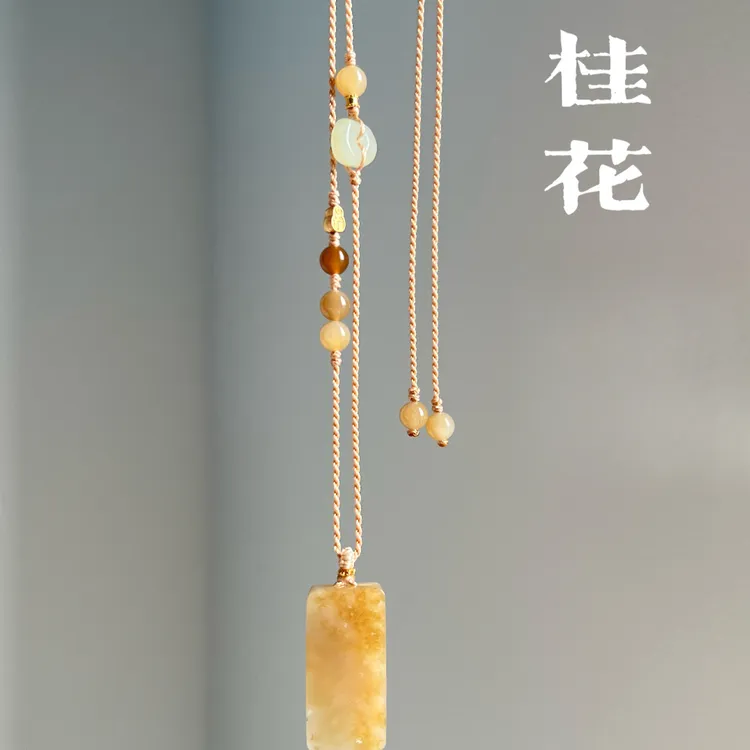 「桂花」香槟色葫芦编绳项链diy半成品可挂吊坠挂绳万用能链百搭款 