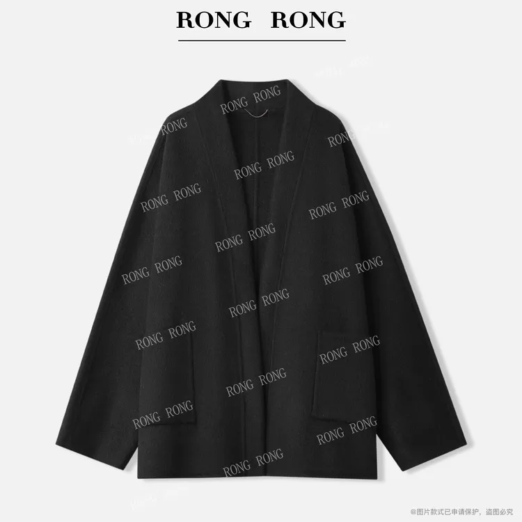 溶溶【随性美感】RONG 绵羊毛桑蚕丝骆驼绒牦牛绒双面呢大衣 24D581