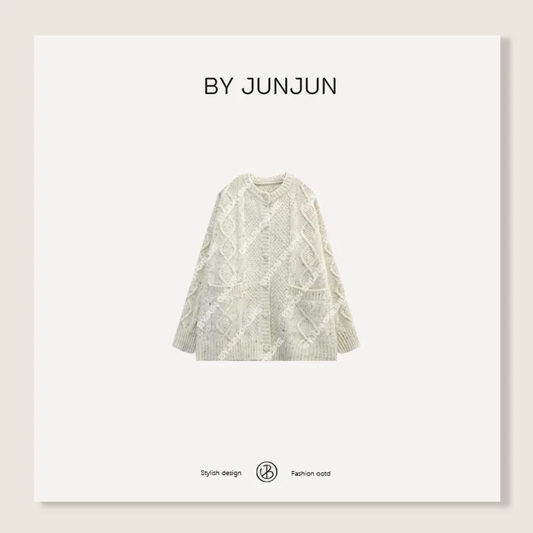  BYJUN冬季重磅粗针多色点子纱全羊毛开衫