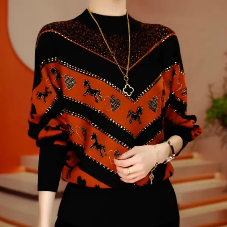 冬季气质减龄时尚百搭休闲针织女装女士显瘦长袖休闲保暖韩版毛衣