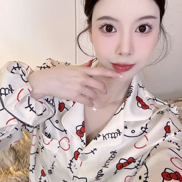 SIEOYJIEA/私迹大榕家《软萌kitty长袖》时尚高定情侣款睡衣家居服