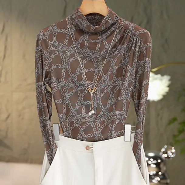 449#高贵上档次小衫2025新款潮流气质时尚长袖网纱打底衫上衣