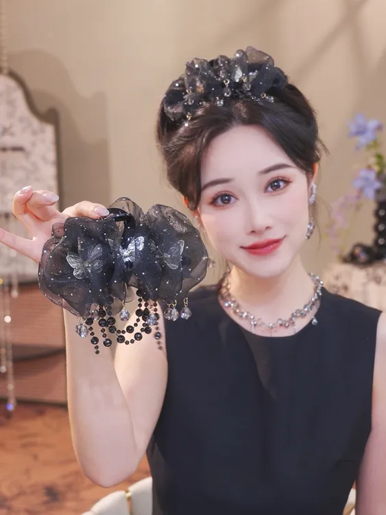 【蝶恋】夏季新款优雅蝴蝶抓夹气质后脑勺显发量流苏鲨鱼夹2635