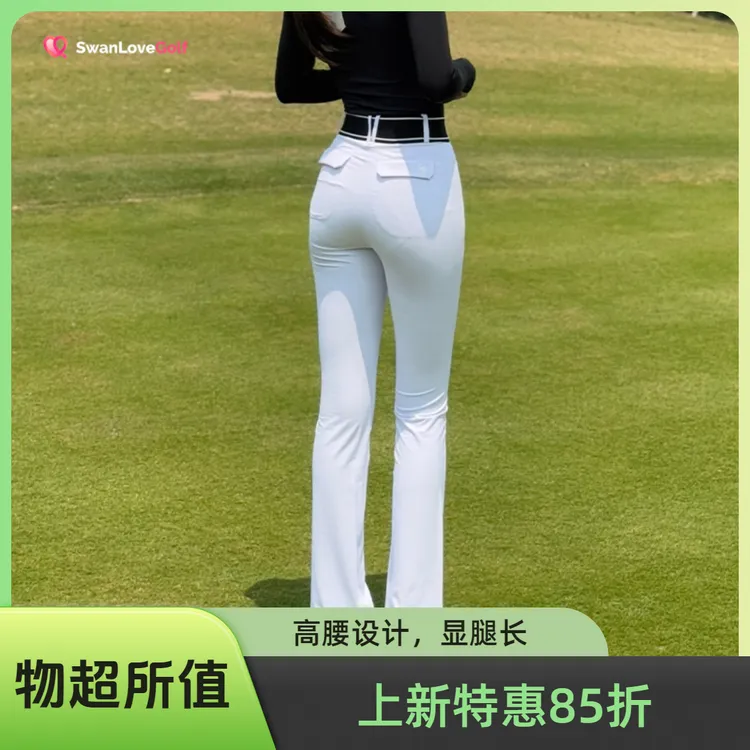 高尔夫女裤夏款高腰修身微喇叭裤运动高弹运动裤遮肉显瘦裤子