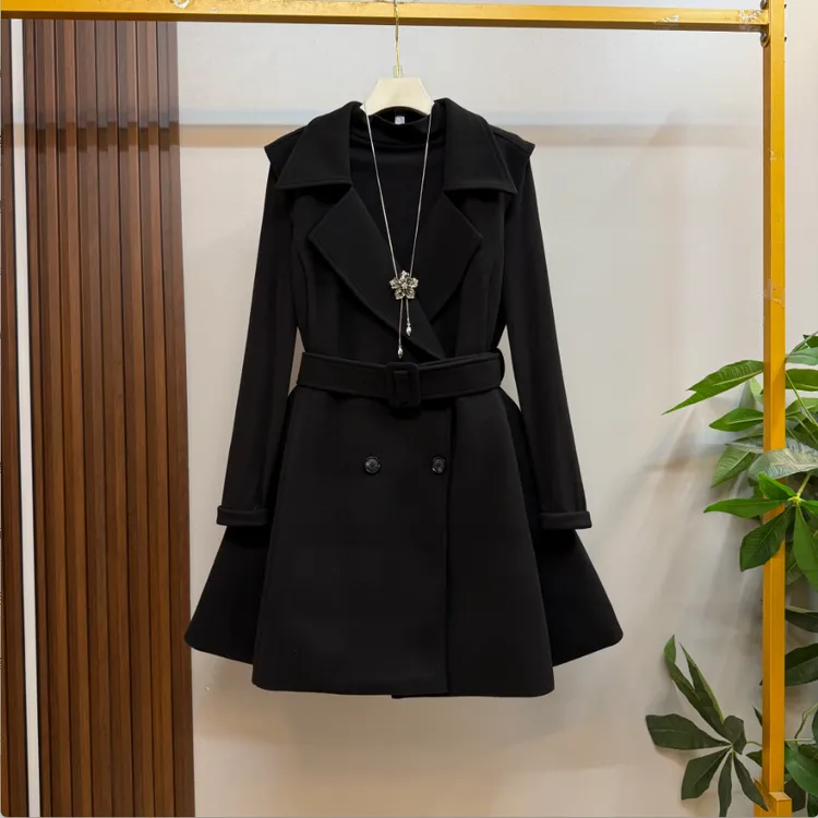 欧货大码新款时尚气质中长款赫本风优雅西服马甲裙十打底衫两件套