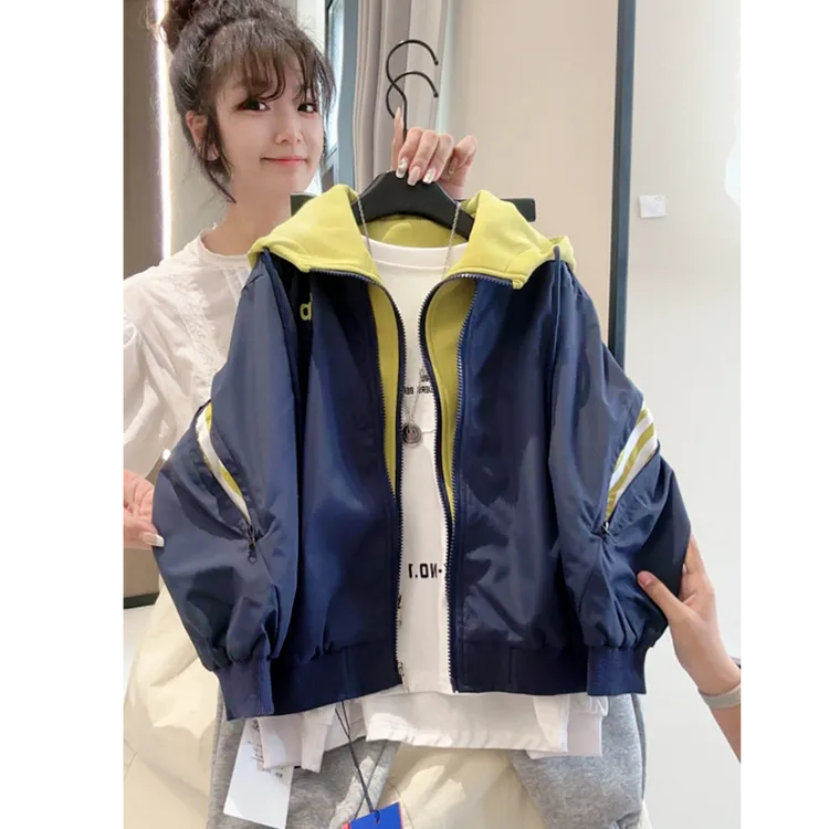 男童秋季洋气上衣新款中大童连帽秋装假两件休闲外套MT830