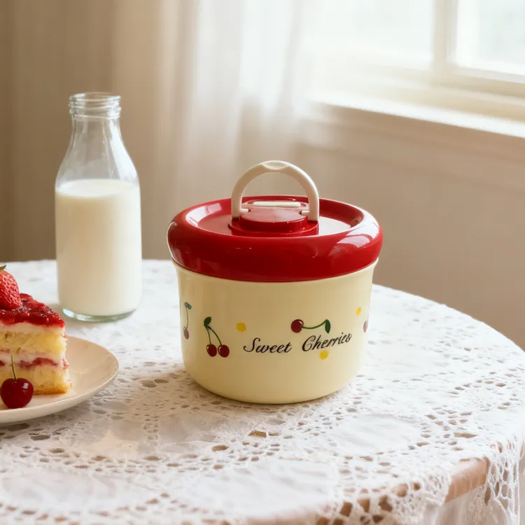 樱桃大容量304不锈钢食品级早餐杯燕麦杯便当盒