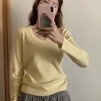 【大美】  简约软糯U领百搭针织衫打底
