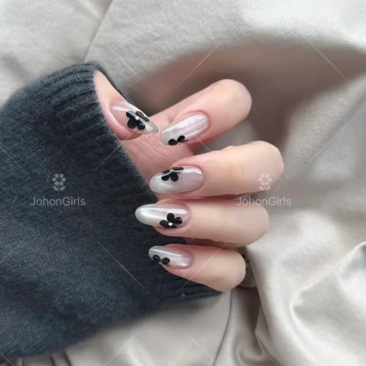 JohonGirls'/琴岛小嫚【银河花花】手工穿戴甲猫眼花朵显白气质美甲