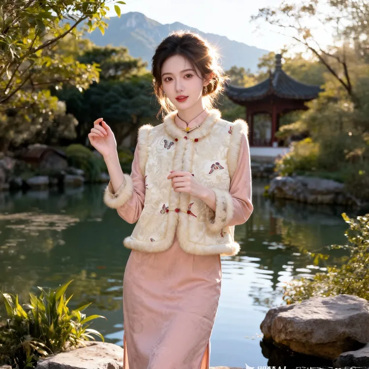 苏故里【平湖秋月】新款冬季加绒修身显瘦气质改良新中式旗袍中长