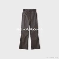 溶溶【酷飒恣意】RONGRONG 高腰高弹修腿极简休闲风直筒皮裤08117