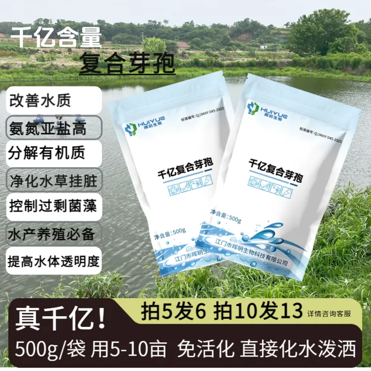 千亿复合芽孢水产养殖专用分解有机质氨氮亚盐枯草地衣短小芽孢EM