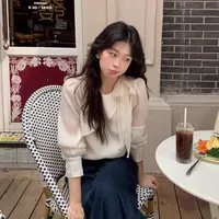 谁穿谁美！不挑人！法式钉珠蝴蝶结衬衫女斜裁长袖上衣秋季新款